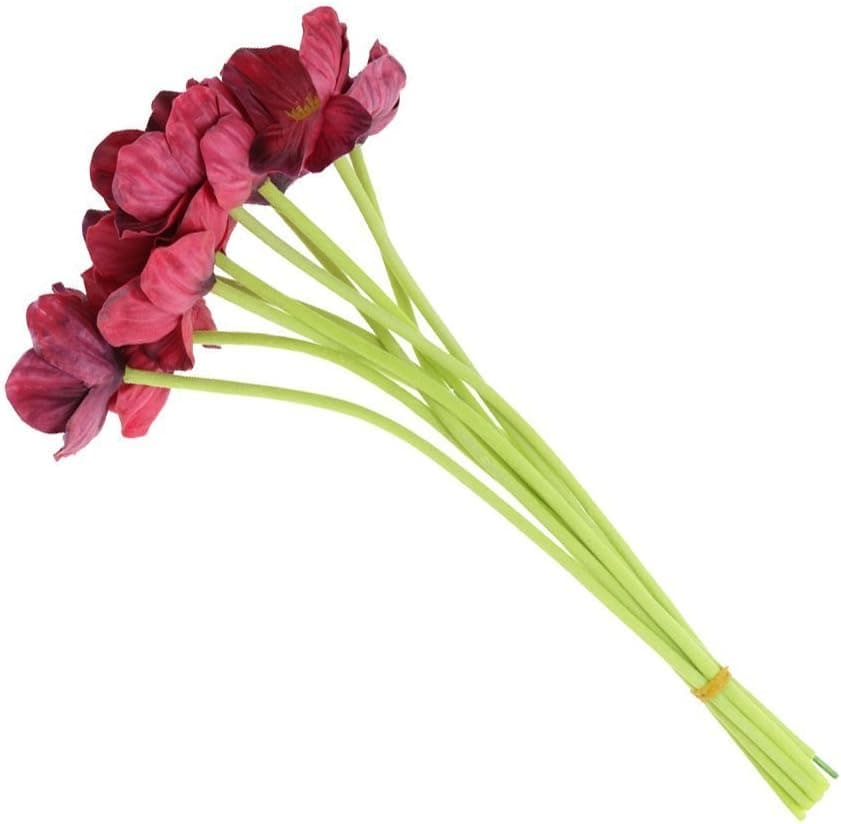 10 PCS High Quaulity Fresh Artificial Mini Real Touch PU/Latex Corn Poppies Decorative Artificial Poppy Flowers for Wedding Holiday Bridal Bouquet Home Party Decor Bridesmaid