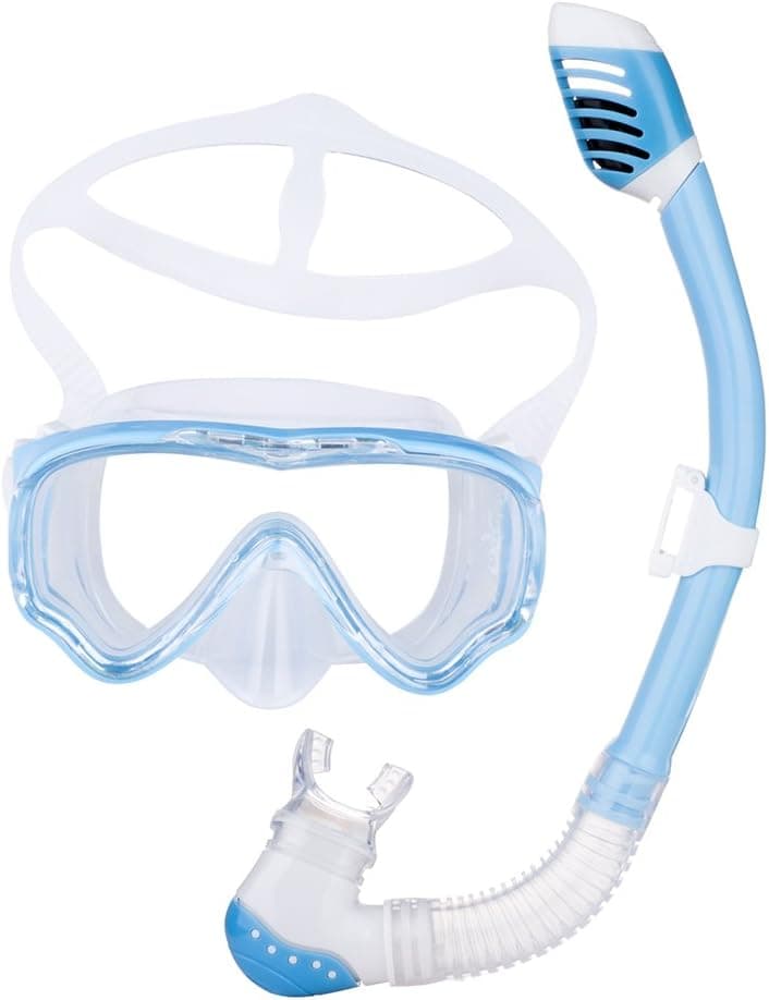 Kids Snorkeling Set Diving Goggles-Free diving Snorkeling Mask-Anti fog&Anti-leak Food Grade Silicone Mouthpiece-Dry Top System for Youth Junior Girls and Boys of 6-12 Years Old by FinalBase Brand