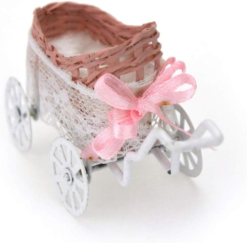 zsjhtc Miniature Baby Carriage Stroller for 1/12 Scale Dollhouse DIY Home Decoration