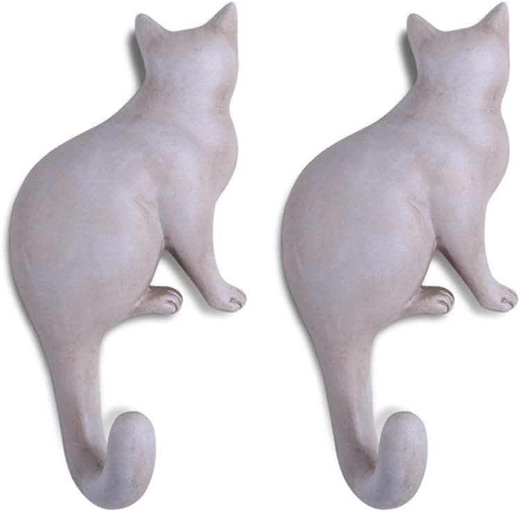 ELECNOVA Coat Hooks-Vintage Nostalgic Resin Home Hat Key Hooks Single Wall Hook Hanger Rack Animal Shaped, Home Decor,Decorative Gift (White 2pack)