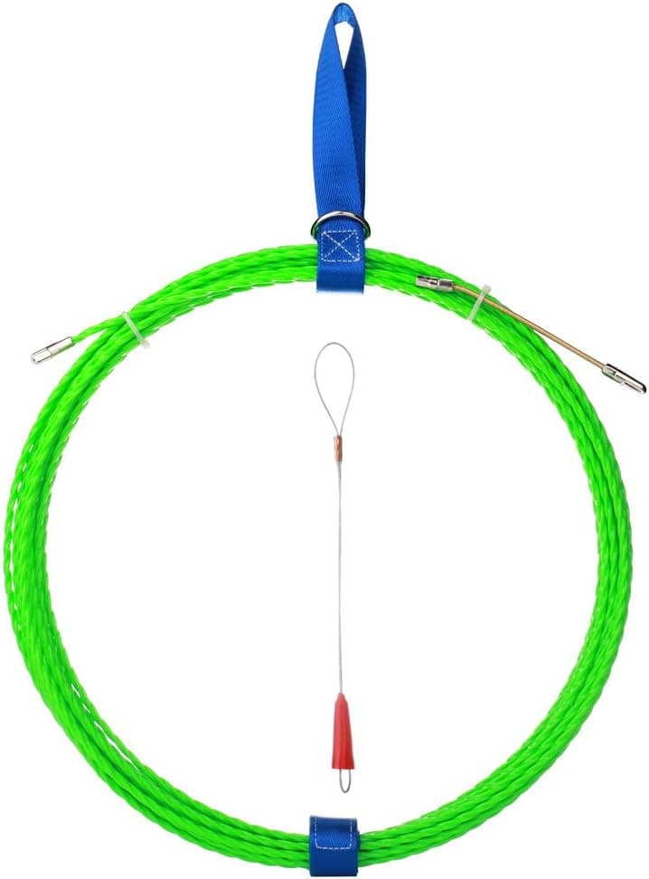 Fish Tape Wire Puller Through Wall Wire Threader Fish plus Fish Cable Fastener with Simple Handle 40FT(12M)