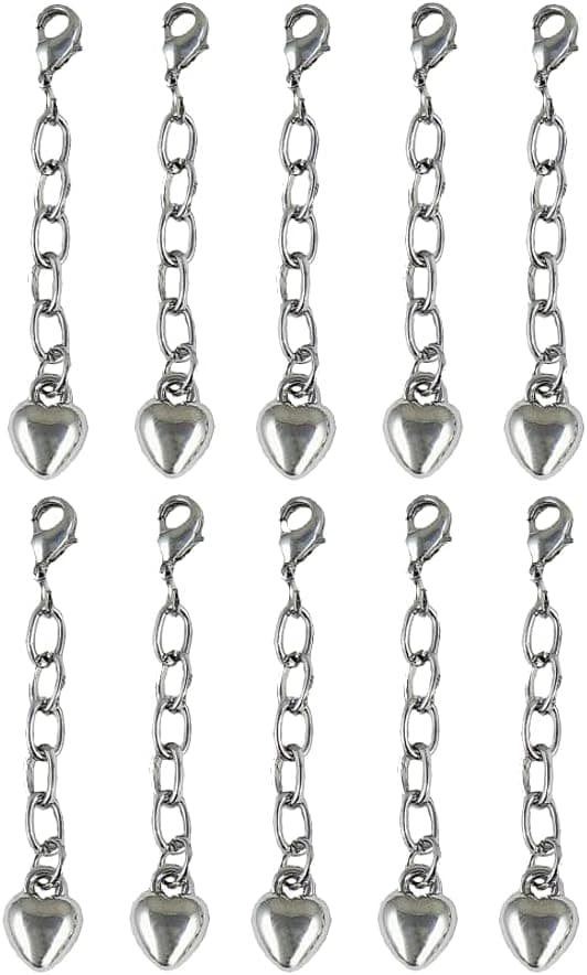 Necklace-Bracelet 1" Extenders 10 Piece Silver Tone