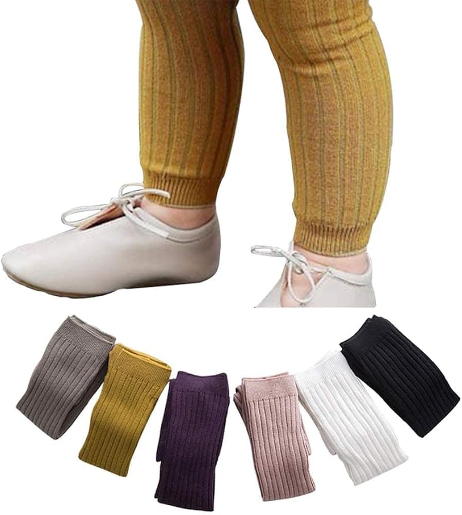 6 Pack Toddler Baby Cable Knit Ankle Leggings Pants Footless Winter Tight Stockings for Girls