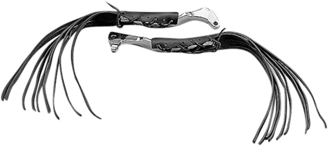 Fringed Leather Lever Covers, 12 Inches Long