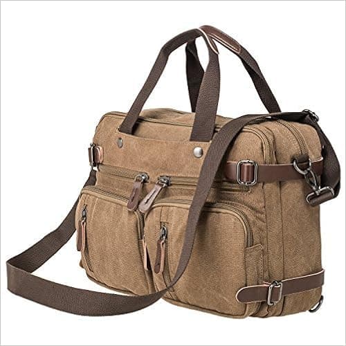 HIKA Vintage 3-Way Convertible Briefcase Laptop Backpack Messenger Bag Backpack-Vintage Brown