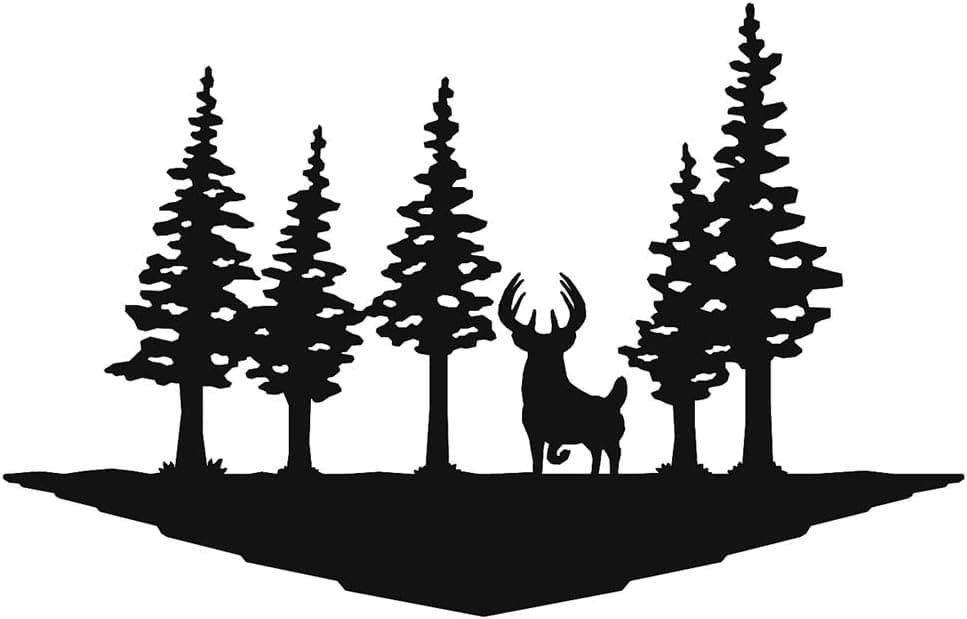 BIG GAME STEEL Whitetail Deer Buck Pines Laser Cut Metal Wall Art Sign for Rustic Home Cabin Garage Man Cave Decor
