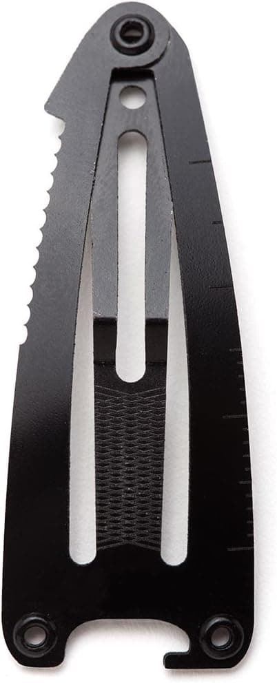 MTA Mini Multitool Clip - Multi-Functional Tool Large Hair Clip Is a Bottle Opener, Screw Driver, Scraper, Box Cutter, Serrated Knife. Blackfin