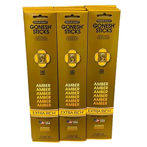 Gonesh Incense Sticks Extra Rich Collection: Amber 12 Pack (20 Sticks/pack)