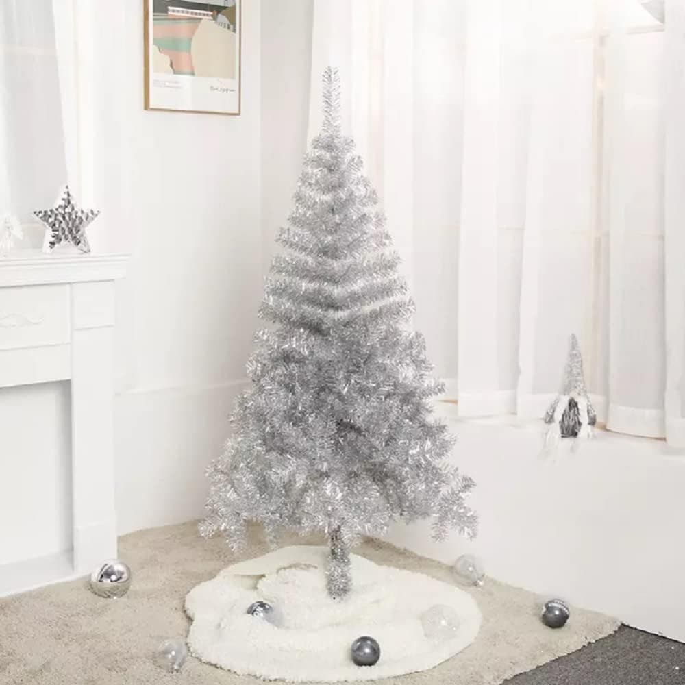 Hb 6' Ft Sparking Gorgeous Folding Artificial Tinsel Christmas Tree Silver Color 450 Tips