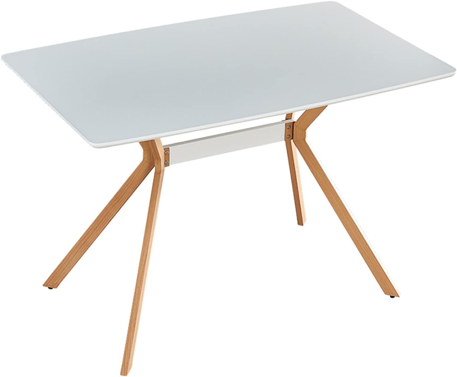 Rectangle Dining Table White Modern Kitchen Coffee Table with Metal Legs for Dining Room