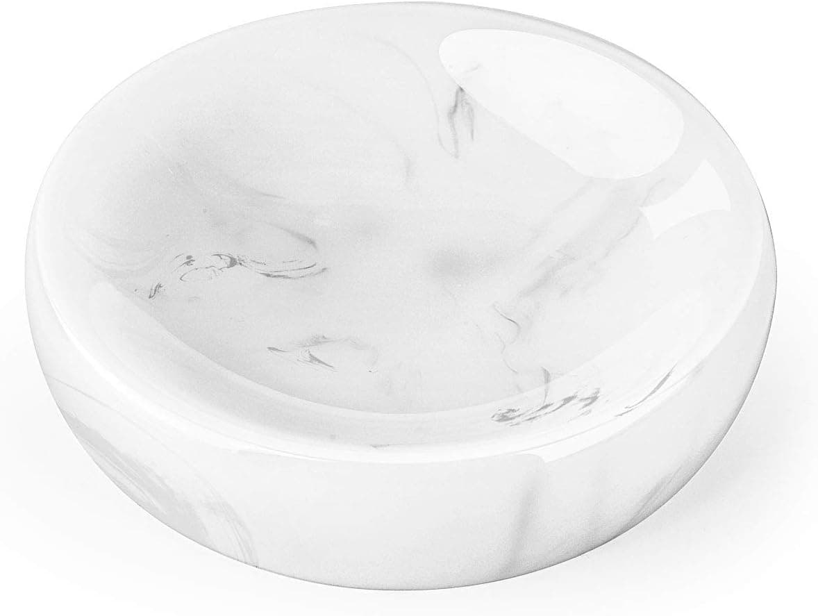 Luxspire Soap Dish, Resin Round Soap Bar Holder Container for Shower, Bathroom, Sink Bathtub Dish, Soap Tray, Sponges Hand Soap Dish, Trinket Tray Organizer, Marble Pattern - Ink White