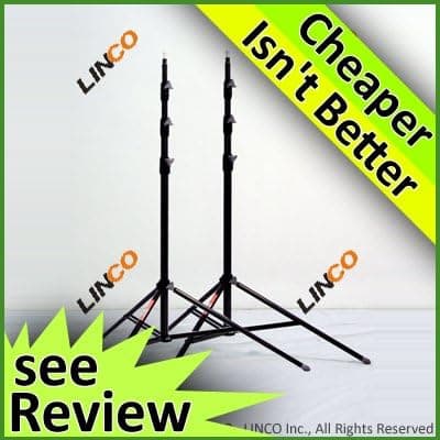 Linco Pro Heavy Duty Spring Cushioned 8ft Light Stands with Carrying Bag - Set of 2 - 8408 has replaced 8308