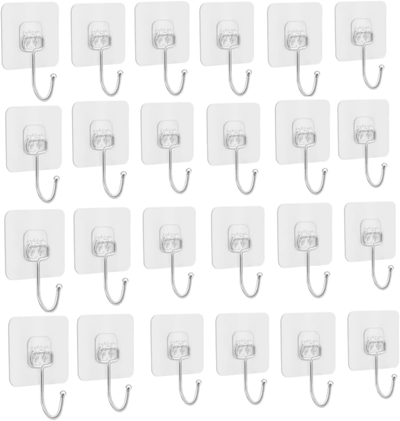 24PCS Sticky Hook 22Ib(Max),Seamless Hooks Large Adhesive Hooks Wall Hooks for Hanging Keys Towel Coats Hooks to Use Inside Kitchen, Bathroom, Home and Office,Transparent