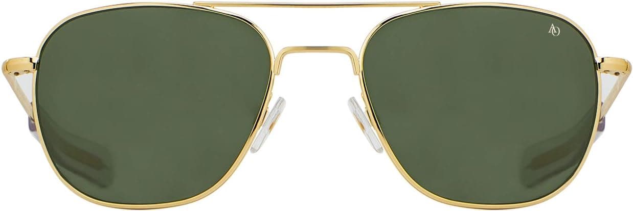 AO Original Pilot Sunglasses - Gold - Calobar Green SkyMaster Glass Lenses - Bayonet Temple - 55-20-140