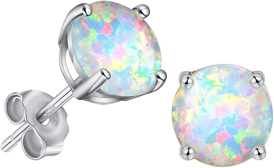 GEMSME Opal Halo Cubic Zirconia Stud Earrings Hypoallergenic Jewelry for Women