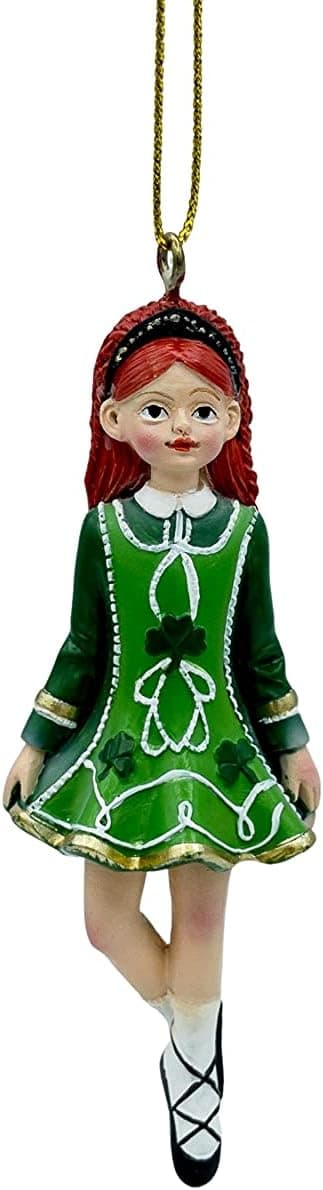 Irish Dancer Girl in Green Lucky Clover Dress St Saint Patrick's Day Christmas Tree Ornament