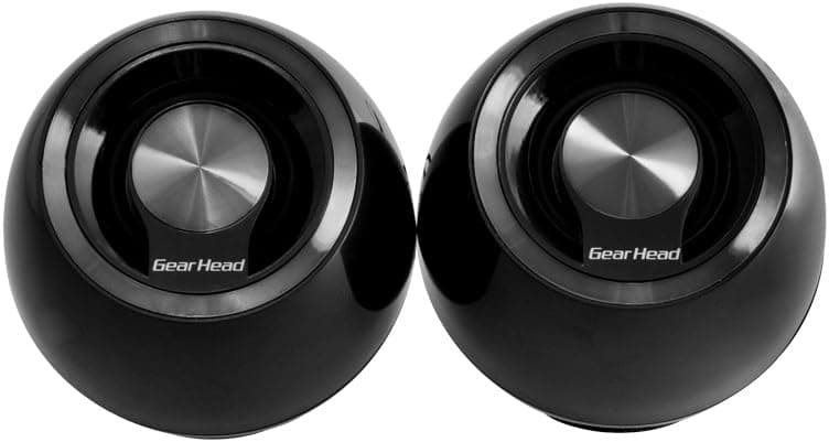 Gear Head Magic 8-Ball Speakers, USB 2.0, Black with Charcoal Accents (SP2000UBLK)