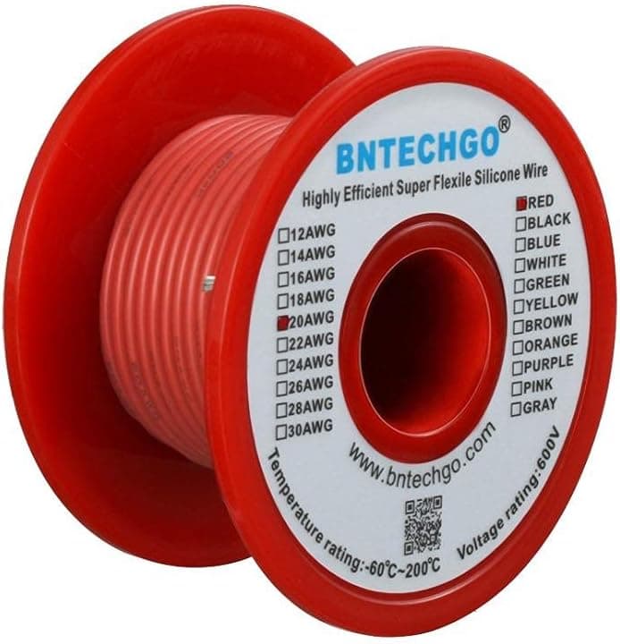 BNTECHGO 20 Gauge Silicone wire spool 50 ft Red Flexible 20 AWG Stranded Tinned Copper Wire