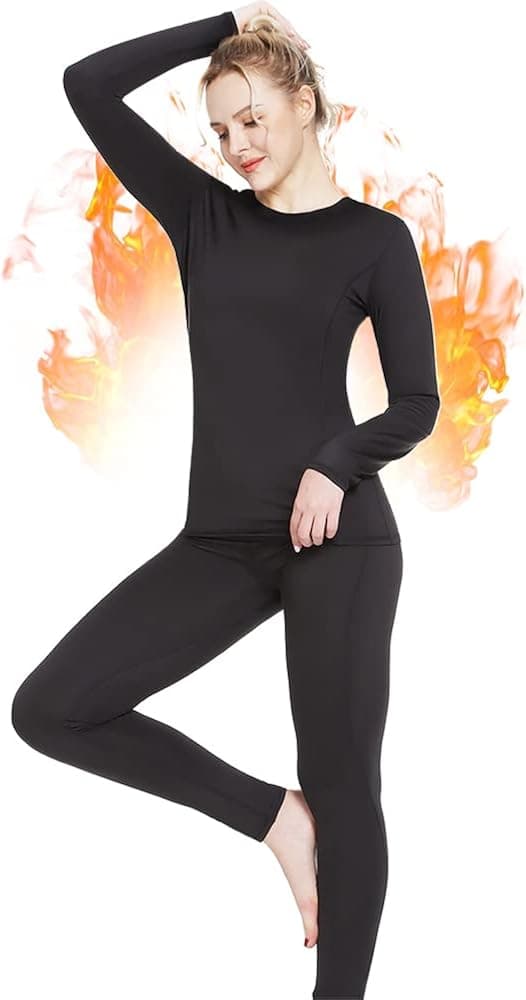 MANCYFIT Thermal Underwear for Women Cold Weather Gear Long Johns Winter Base Layer for Skiing Running
