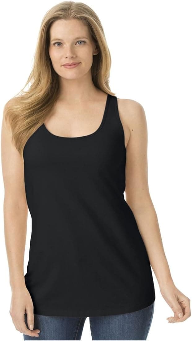 Woman Within Women's Plus Size Modern Stretch Bra Tank Black,4X