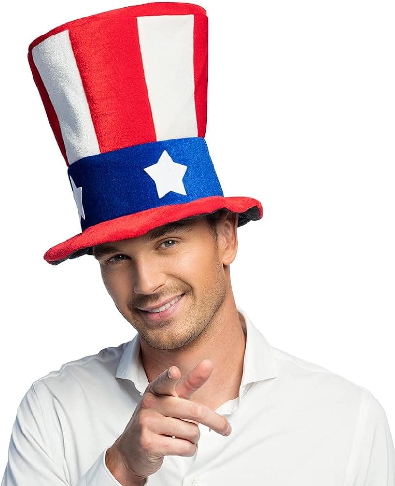 Boland 10232512 27788 Uncle Sam Hat, Multi-Coloured, 504226, Taglia unica