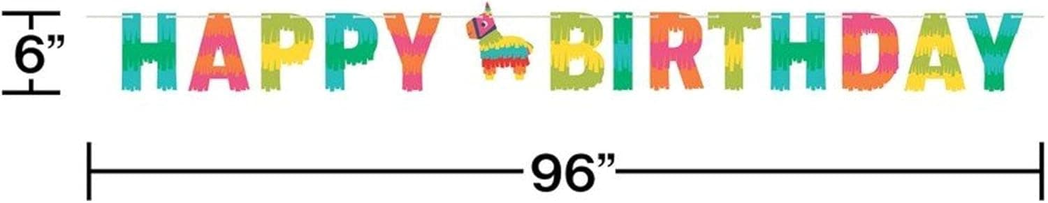 Creative Converting Fiesta Fun Happy Birthday Banner, 1 ct, Multi-colored, 96" x 6"