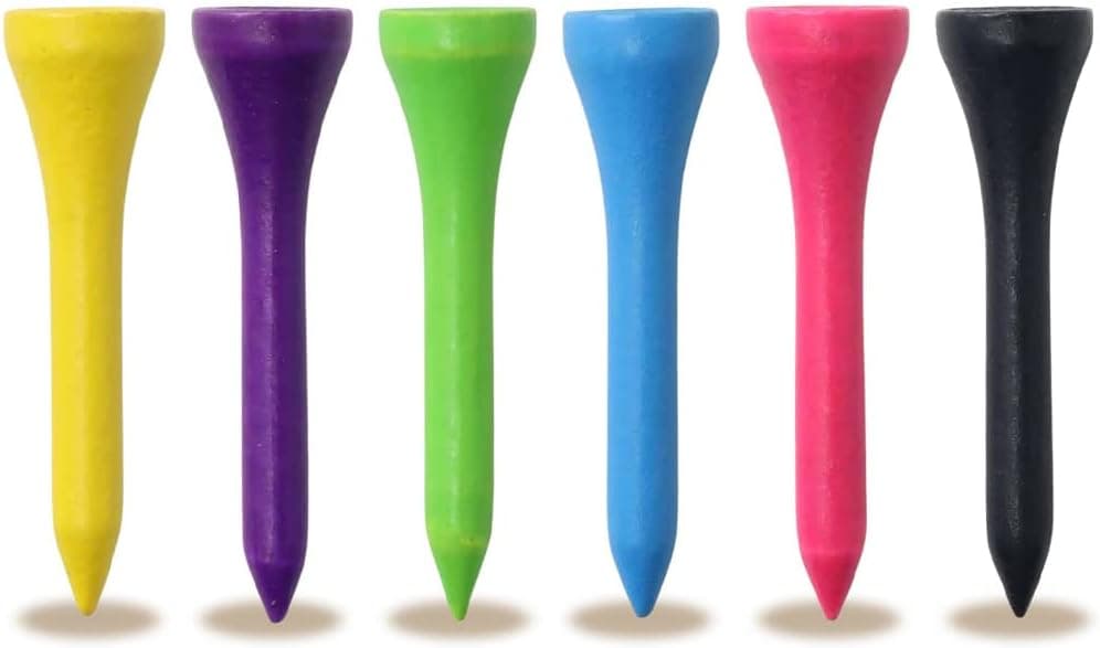 Japard Professional Wooden Golf Tees, Multi Color, Assorted, 1 1/2, 2 3/4, 3 1/4 Inch, 60/100 Count, Striped Colorful Wood Bamboo Golf Tees Durable Deluxe Golf Tee, Gifts for Men Women Father's Day