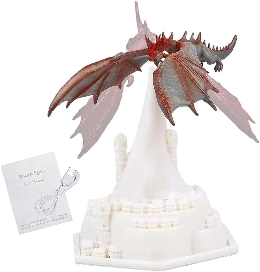 JEYLLYN Volcano Dragon Night Light 3D Dragon LED Lamp Detachable with USB Rechargeable Desktop Lamp for Bedroom Kids Room Bedroom Best Gift for Kids