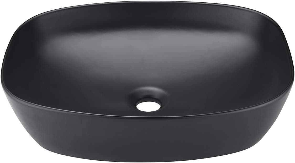 Miyili 20"x15" Matte Black Bathroom Vessel Sink Modern Above Counter Bathroom Sink Porcelain Ceramic Vanity Sink Art Basin, VS5039B