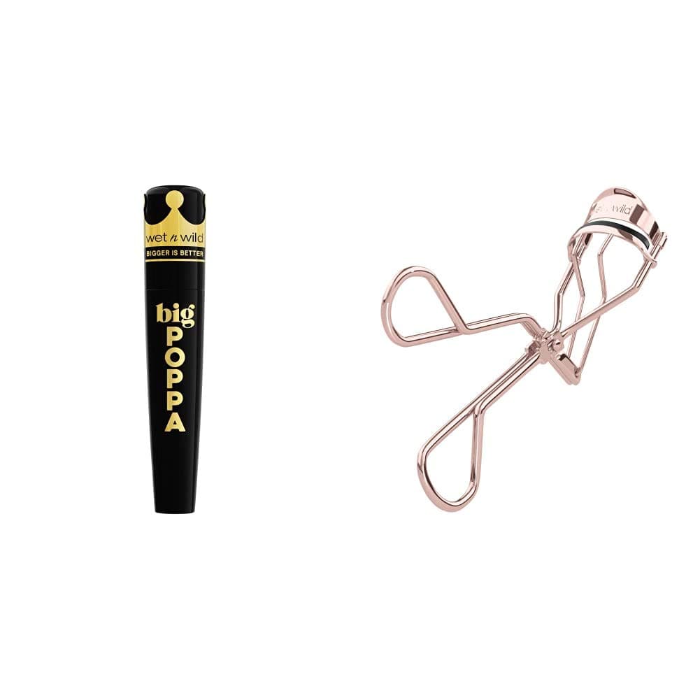 Wet n Wild Big Poppa Mascara, Blackest Black, 0.27 Fl Oz + Wet n Wild High On Lash Eyelash Curler with Comfort Grip