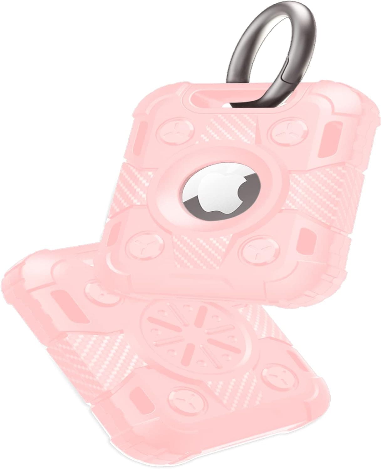 Jiarusig AirTag Case with Keychain, Cool Armor Rugged Shockproof AirTag Holder, Hard PC Anti-Scratch Air Tag Case Cover Tracker Key Ring Dog Collar AirTag Protector Compatible with AirTag 2021