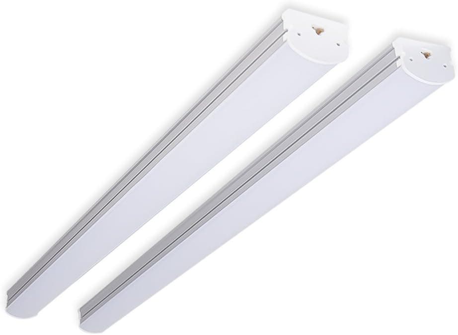 (Pack of 2) Barrina 4ft 45 Watt Extendable Utility LED Shop Light Workbench Light 4000K Neutral White 4500lm 300W Equivalent Built-in ON/Off Switch Frosted Linear LED Light Bar
