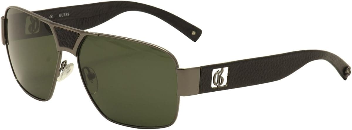 Guess Mens 'GU 6608P' Polarized Designer Sunglasses, Gunmetal / Green