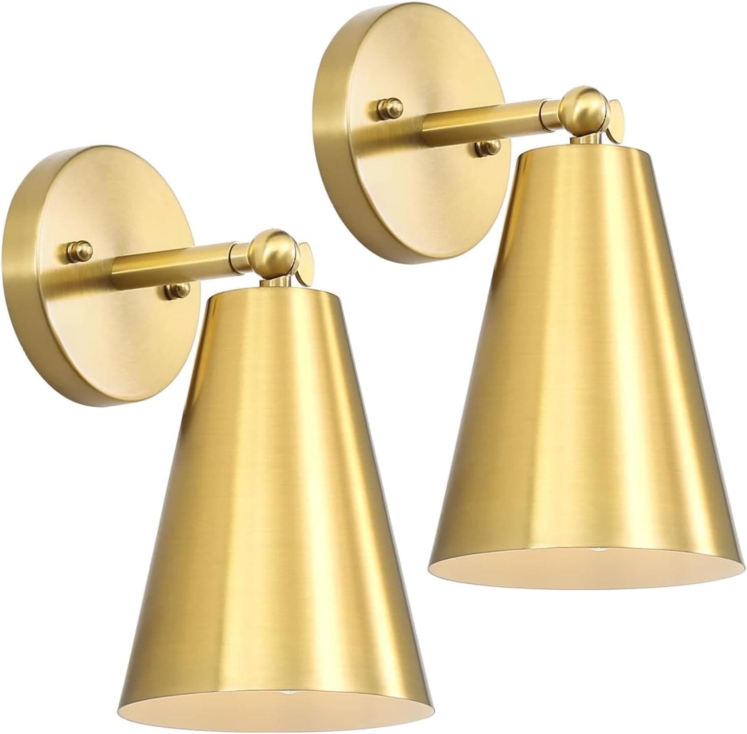 haultop Wall Sconces Set of Two, Gold Wall Sconce 180°Adjustable, Sconces Wall Decor Set of 2, Mid Century Modern Sconce for Gallery Wall, Foyer, Bedroom, Kitchen, Entryway Wall Sconce Light