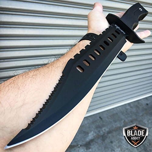 MOON KNIVES 17" Tactical Hunting Rambo Full Tang Fixed Blade Knife Machete Bowie w/ Sheath B