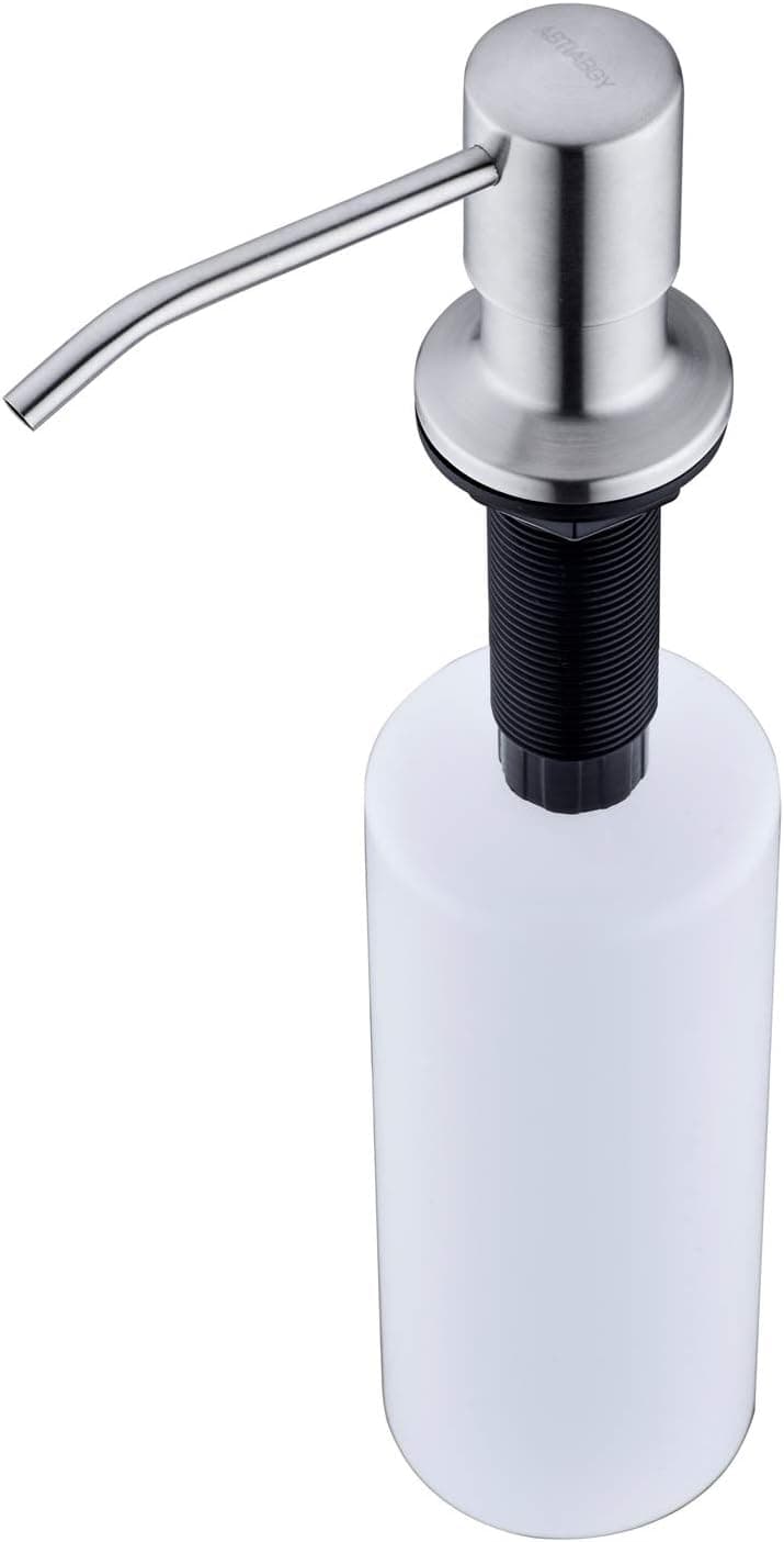 Deck Mounted Kitchen Soap Dispenser,Brushed Nickel Soap Dispenser for Kitchen Sink,Refill with Liquid Soap and Lotion,304 Stainless Steel Pump from counterTop, 17 OZ Capacity