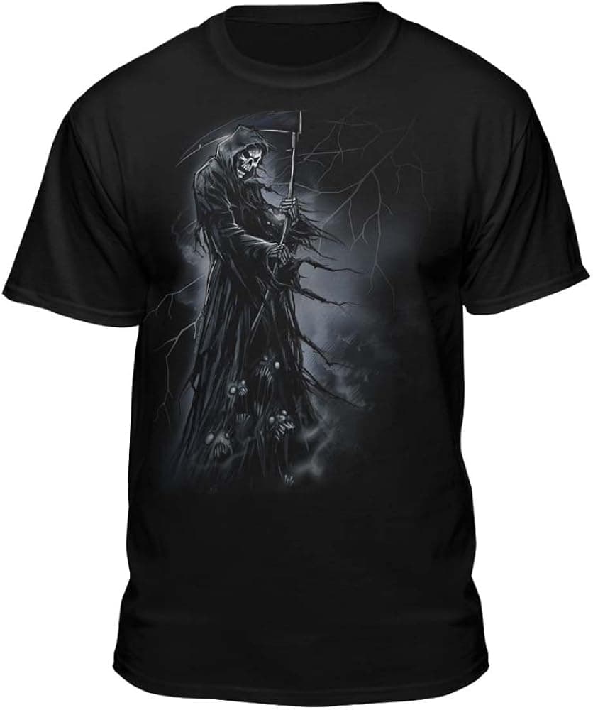 Teelocity Grim Reaper Standing On Souls with Lightning T-Shirt