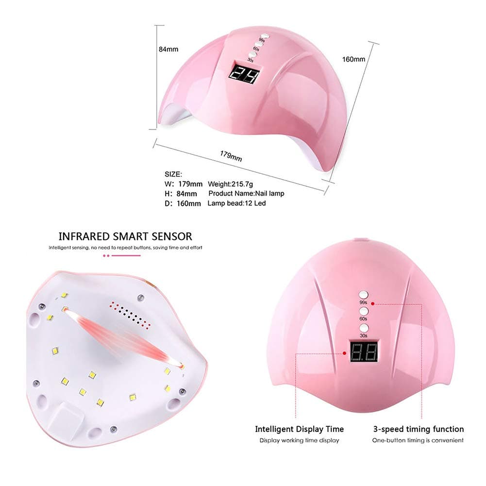Portable UV Lamp LED Dry Nail Kit Nail Art Manicure Set, LAMPTOP Acrylic Nail Tools Kits,Practical 3D Nail Art Set, Nail Files Tool Polish Decorating