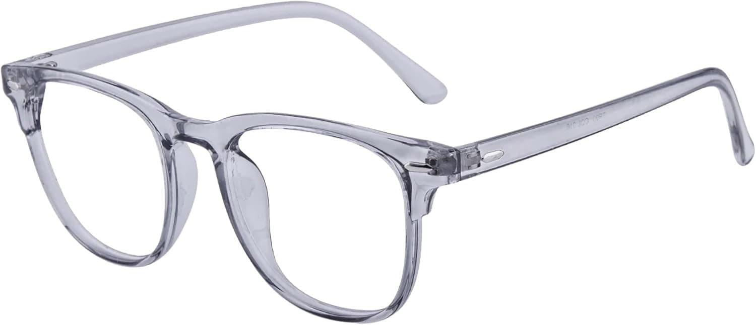 GUDVUE Oversized Blue Light Glasses, Computer Reading/Gaming/Phones Glasses, Anti Glare/UV400/Eye Strain, Large Square Frame, Gray