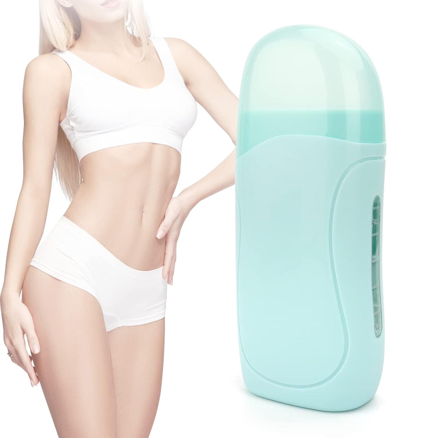 Roll On Wax Warmer for Hair Removal, Portable Wax Heater for Women Man, Electric Wax Roller Machine for Leg, Arm, Armpit, Wax Epilator Depilatory Waxing Roller for Home Spa, Green