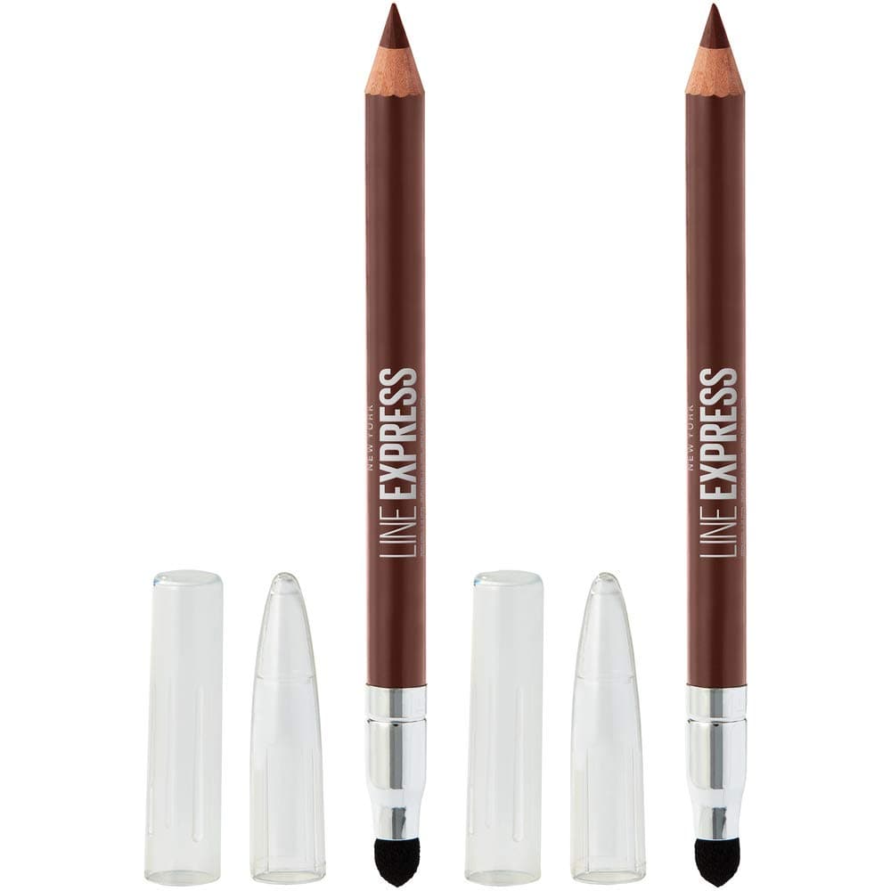 Maybelline New York Sharpenable Wood Pencil With Built-In Blending Smudger Tip Creamy Liner Eyeliner Eye Makeup, Brownish Black, 0.07 Oz, 2Count