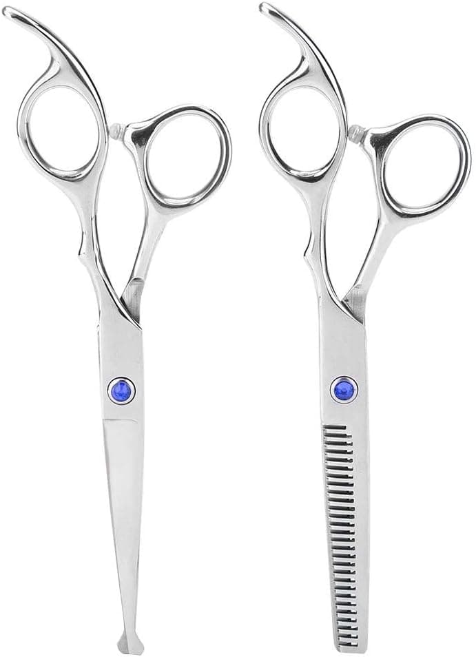 Hair Cutting Scissors, Professional Hair Cutting Thining Scissors Set Family Barber Hairdressing Shear (Blue Screw)