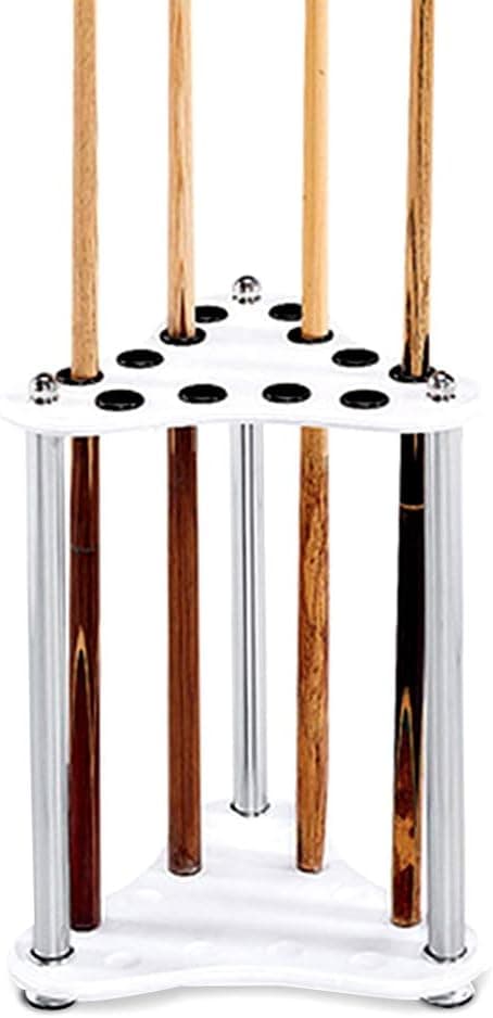 Fitlyiee 12 Pool Cue Rack Wood Billiard Racks Display Floor Pool Cue Storage Stand for Fishing Rod Golf Club (White)