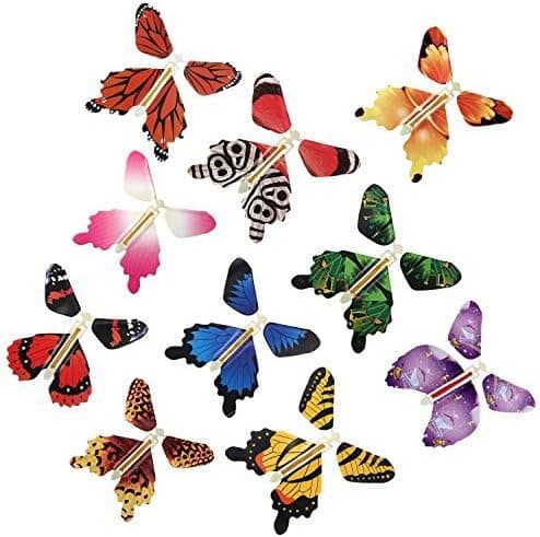 RINHOO 10Pcs Magic Fairy Flying in The Book Butterfly Rubber Band Powered Wind Up Butterfly Toy Great Surprise Wedding Birthday Gift