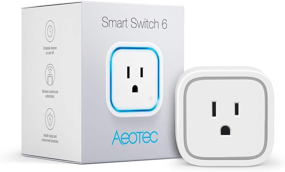 Aeotec Smart Switch 6, Zwave Switch Z-Wave Plus Plug 15A for Home Security Automation Z-Wave Power Monitor, Without USB Port