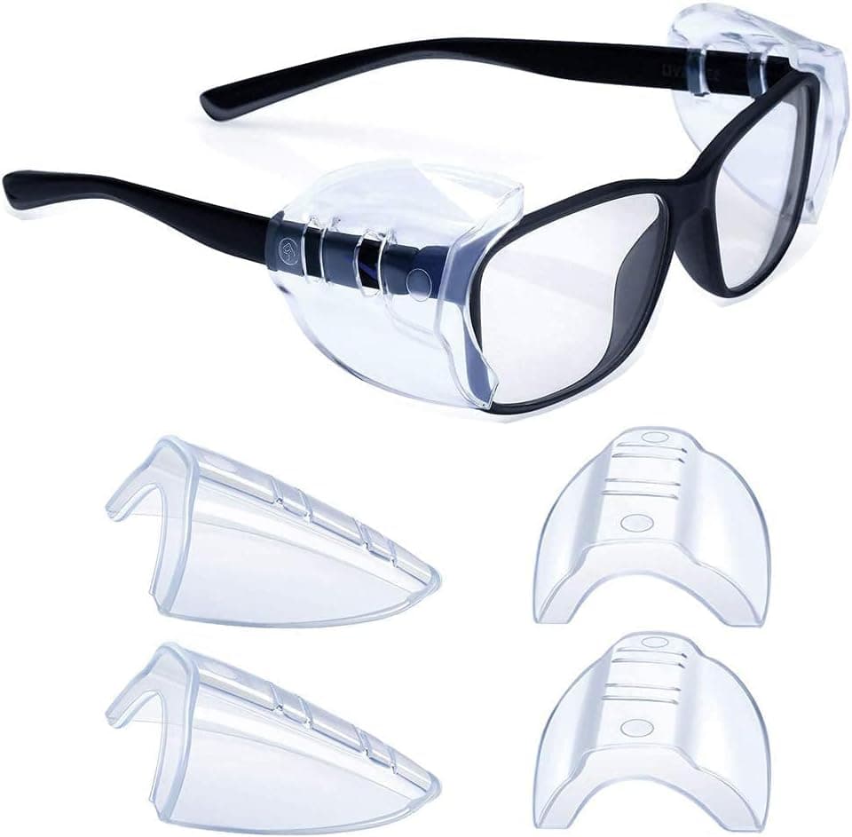 KMDJG 2 Pairs Glasses Side Shields,Slip on Clear Side Shields, Fits Medium to Large Eyeglasses