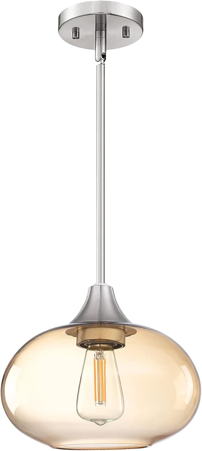 Doraimi Lighting Industrial Vintage Semi Flush Mount Ceiling Light Fixture,8 Inch Clear Glass Shade with Antique Brass Finish for Kitchen,Hallway,Entryway,Dining Room,Bedroom,Cafe, Bar,Living Room