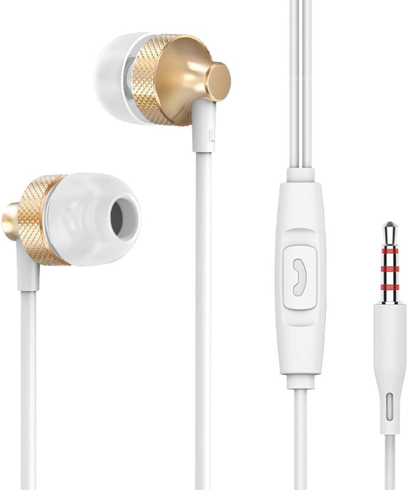 NIUTA Headphones Earbuds in-Ear Earbuds Noise Isolation Headsets Heavy Bass Earphones with Microphone and Volume Control, Noise Isolating Sweat Proof Runing Workout 3.5mm, Gold