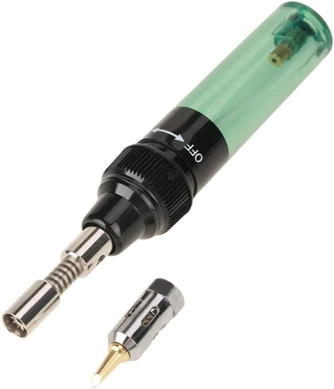 BiuZi Gas Soldering Iron Cordless Portable Heating Tool Cordless Refillable Butane Spray Gun Gun Pen Torch Tool Multifunctional Kit 1300°C (Green)