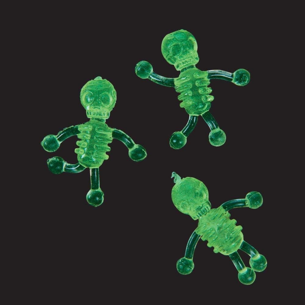 Halloween Glow-in-the-Dark Mini Sticky Tumbling Skeletons, 48 pcs.
